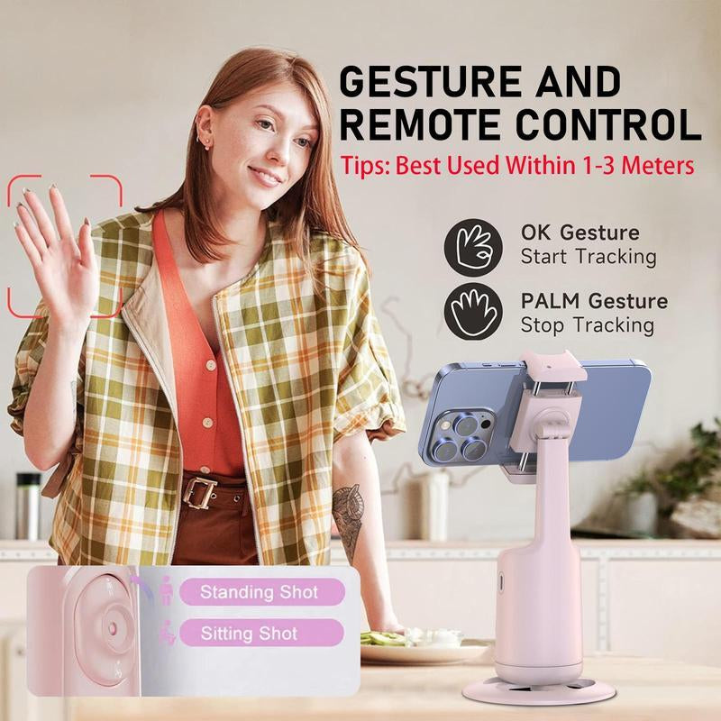 360° Auto Face Tracking Gimbal Stabilizer for Phones, Vlogging & Video Recording