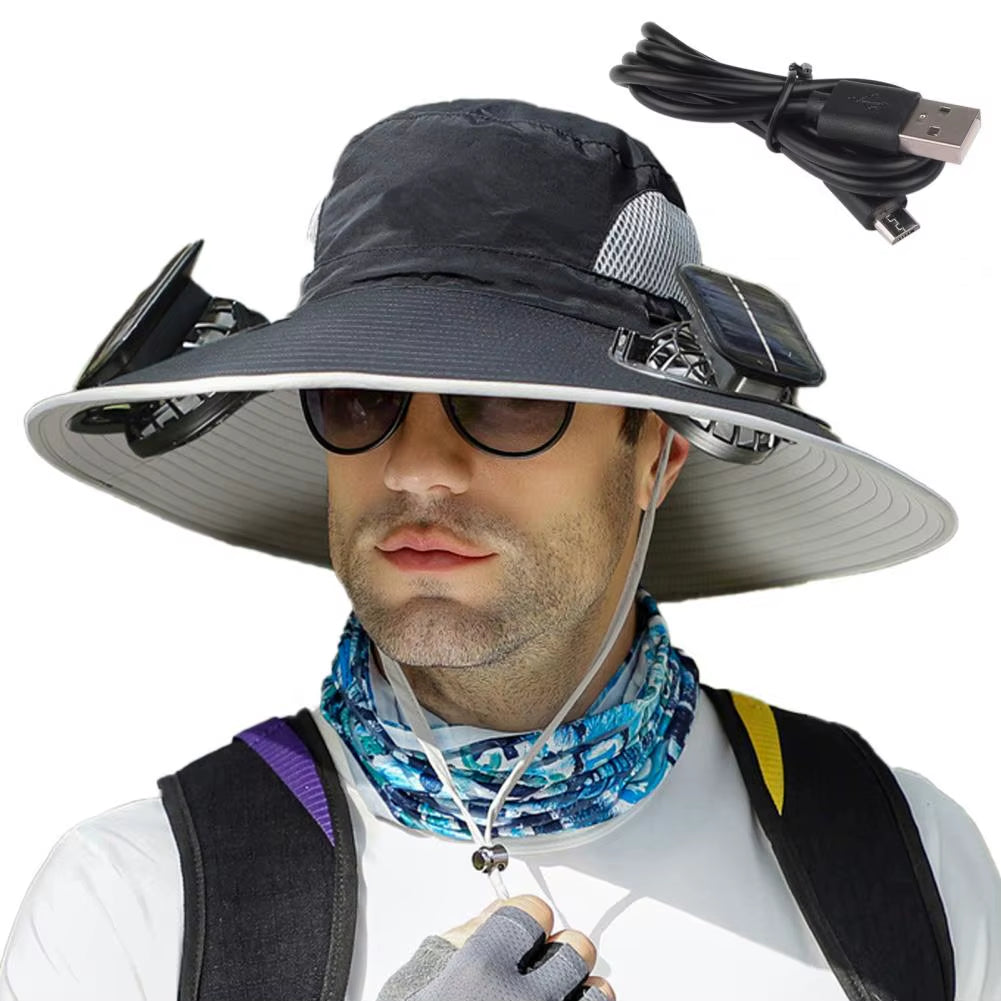 BreezeGuard™ Solar Fan Hat – Cool Comfort Under the Sun